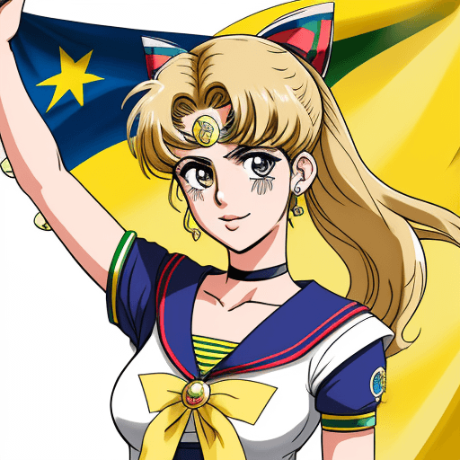 AI generated: Sailor moon patriota brasileira, bolsonaro, bandeira do brasil, cores do brasil

