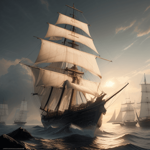 AI generated: Photo of a ultra realistic sailing ship, dramatic light, pale sunrise, cinematic lighting, battered,...