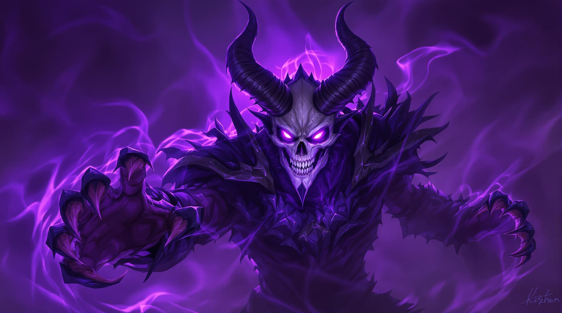 AI generated: A digital painting of a menacing demon figure, rendered in a dark fantasy style with a focus on intr...