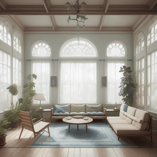 AI generated: High resolution photography interior design, dreamy sunken living room conversation pit, wooden floo...