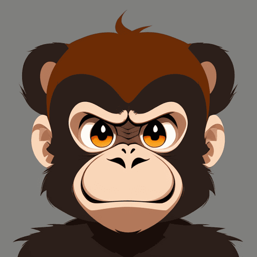 AI generated: vector illustration, cute monkey, angry, watching at camera, cartoon
