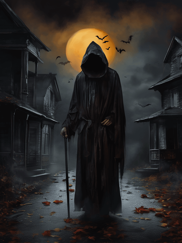 AI generated: My last Halloween, heartbreaking composition, digital painting, (expressionism:1.1), dramatic, gloom...