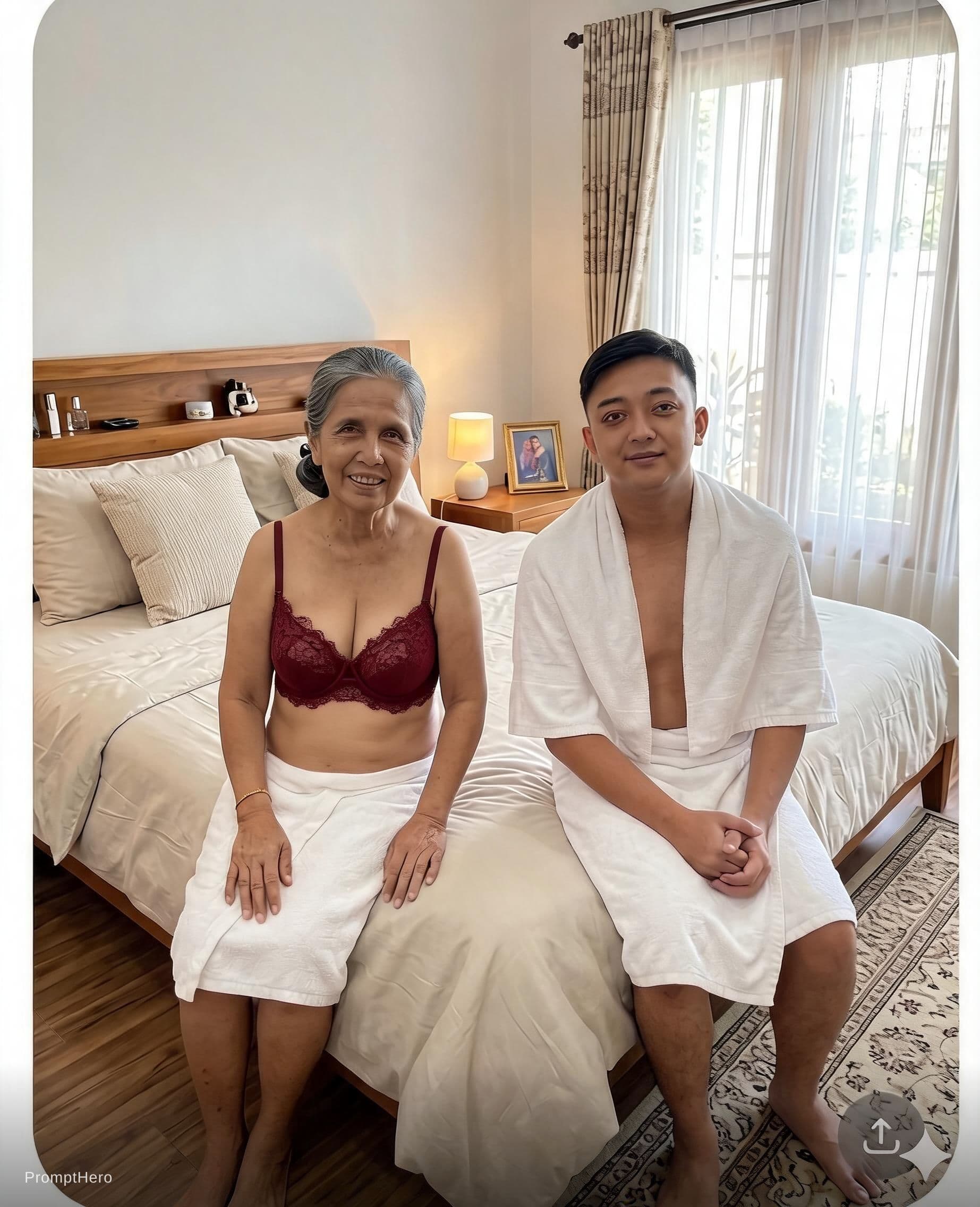 AI generated: weading a maroon lace bra
