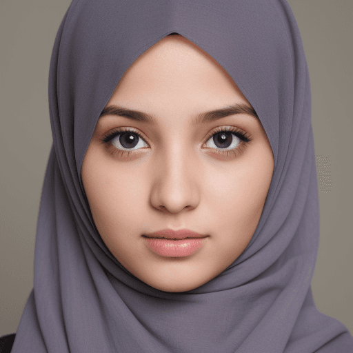 AI generated: hijab girl standing, wearing white jeans, high heels