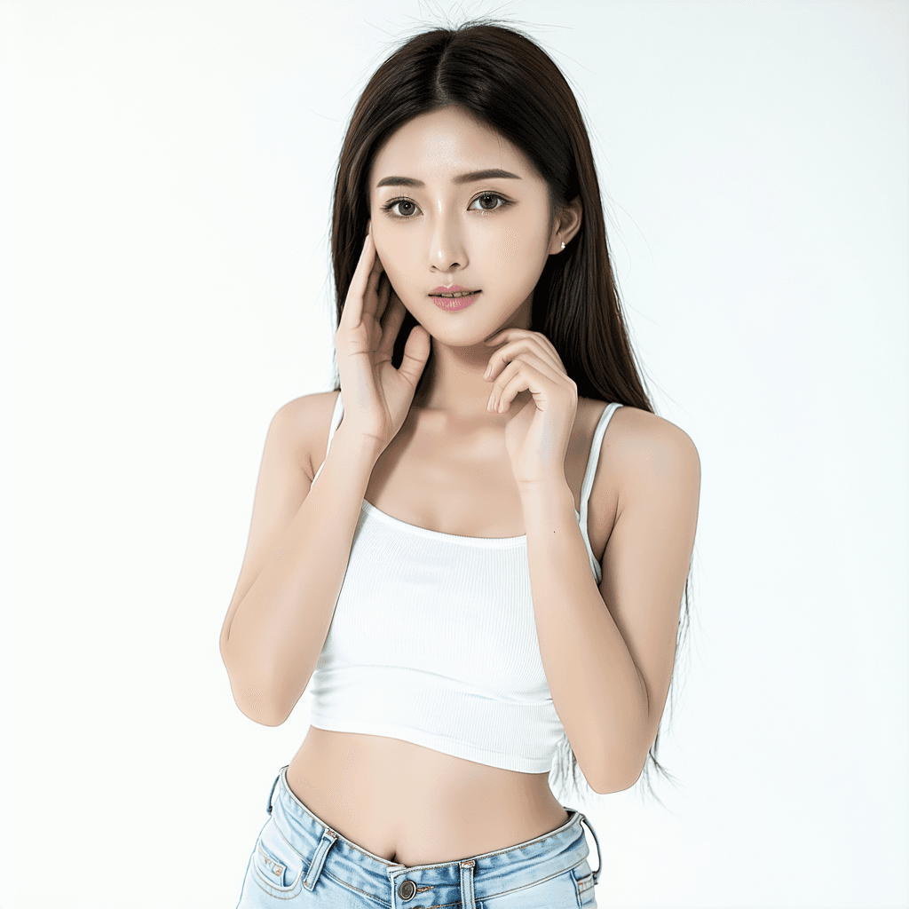 AI generated: Young woman (ethnicity:Asian, age:1.1),  (detailed skin texture:1.2), light-medium complexion,  (fac...