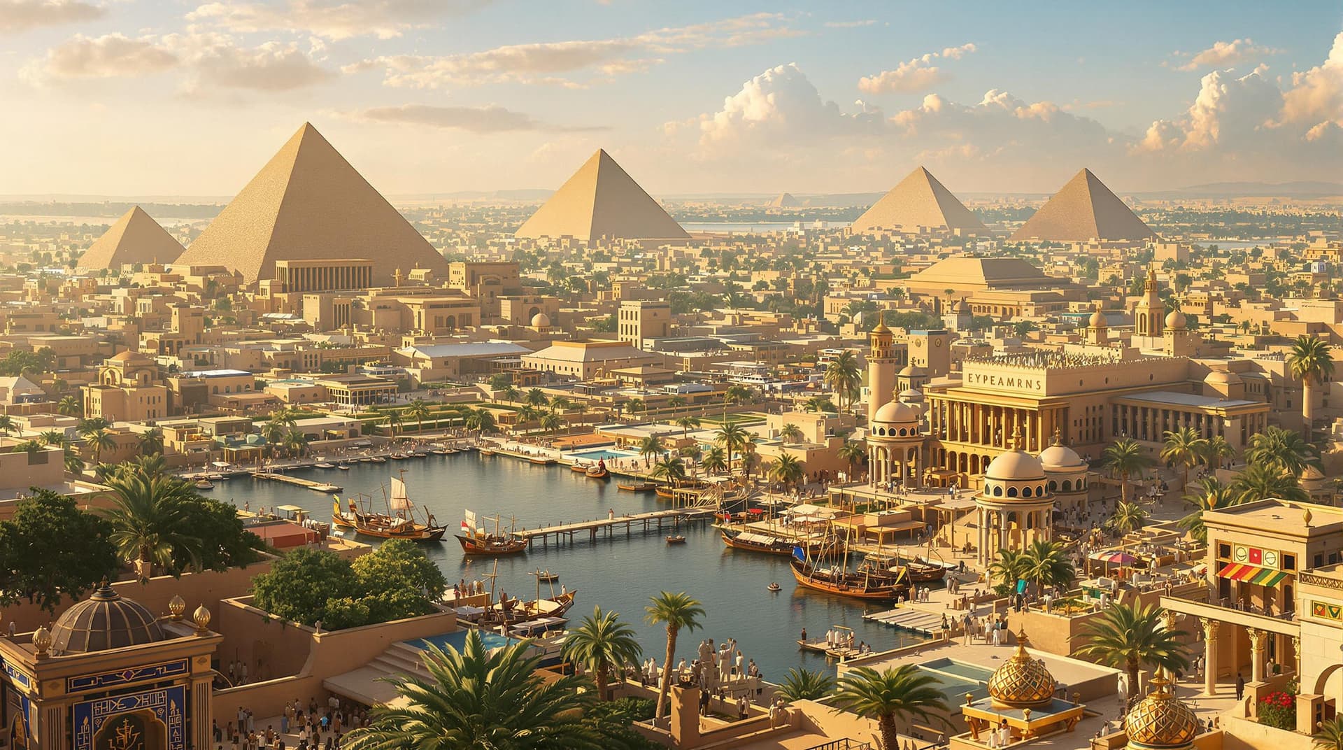 AI generated: The year is 300 BC (all people with ancient egyptian etire)
- The hugem ancient Egyptian capitol of ...