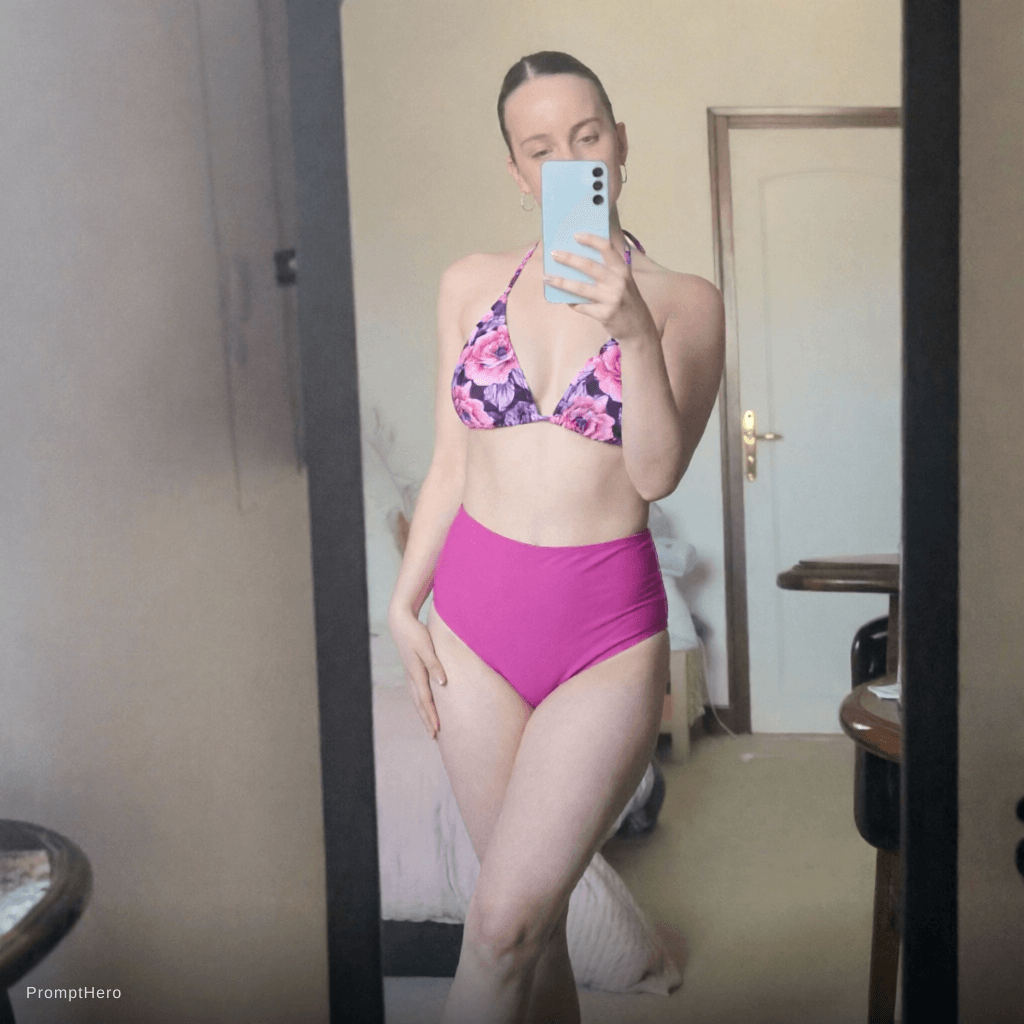 AI generated: Dress her with a bikini
