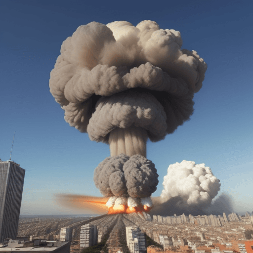 AI generated: muestrame una bomba atomica cayendo en una ciudad
