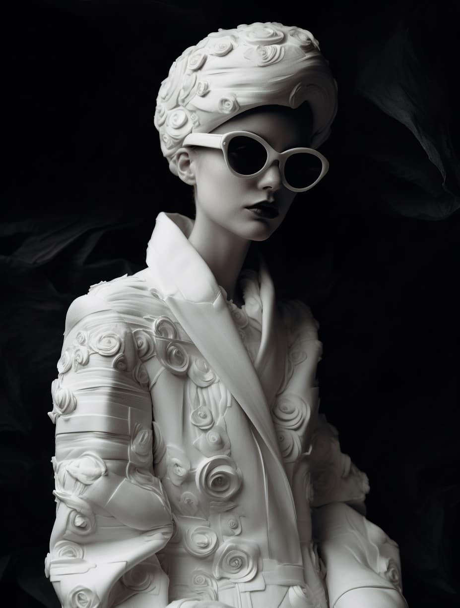 AI generated: comme des garcons editorial Frederick fellini movie white people abstract all made of clay abstract ...
