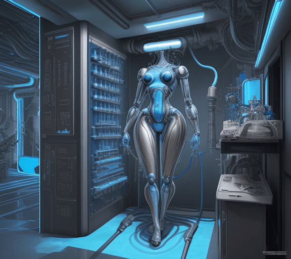 AI generated: pneumatic systems blue and silver colors
in the style of detailed science fiction illustrations
exag...