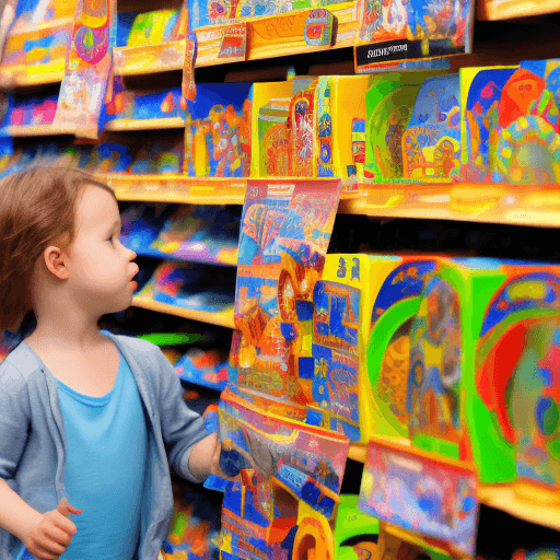 AI generated: coin looks at the toy store