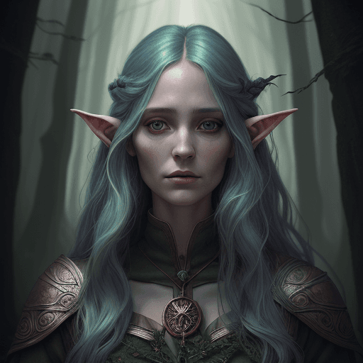 AI generated: there is a man, portrait of a female mage, human :: sorceress, half elf woman, portrait of a forest ...