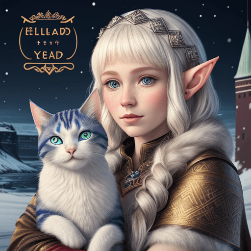 AI generated: iceland new year legend illustration portrait 13 elf and a cat
