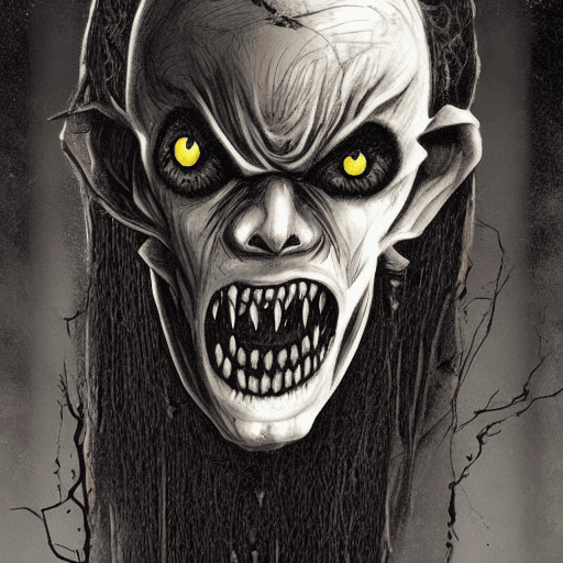 AI generated: Horror black creature,scary old demon,,sore face,