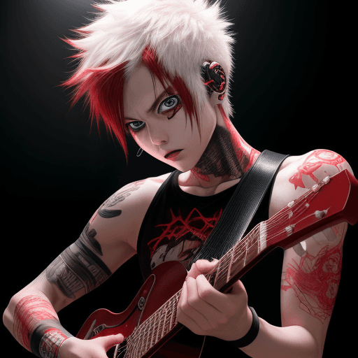 AI generated: animen punkman,playing music,pretty eyes,beautiful,super detailed,high resolution,smooth,dramatic,st...
