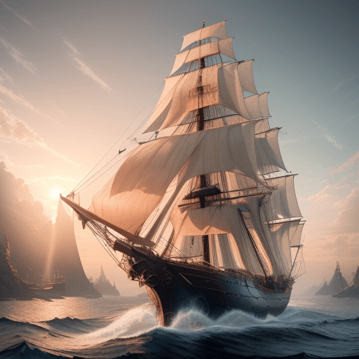 AI generated: Photo of a ultra realistic sailing ship, dramatic light, pale sunrise, cinematic lighting, battered,...