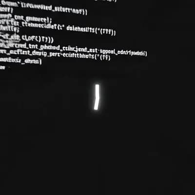 AI generated video: Pantalla completamente negra. En el centro solo se ve un guion bajo blanco parpadeando, como el curs...