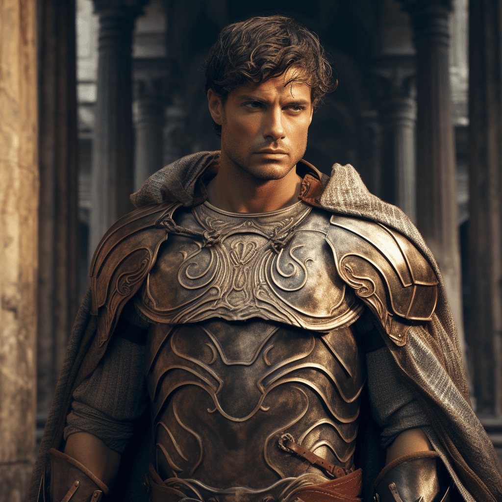 AI generated: A cover of the romanRoman male character, in the style of high dynamic range, cut/ ripped