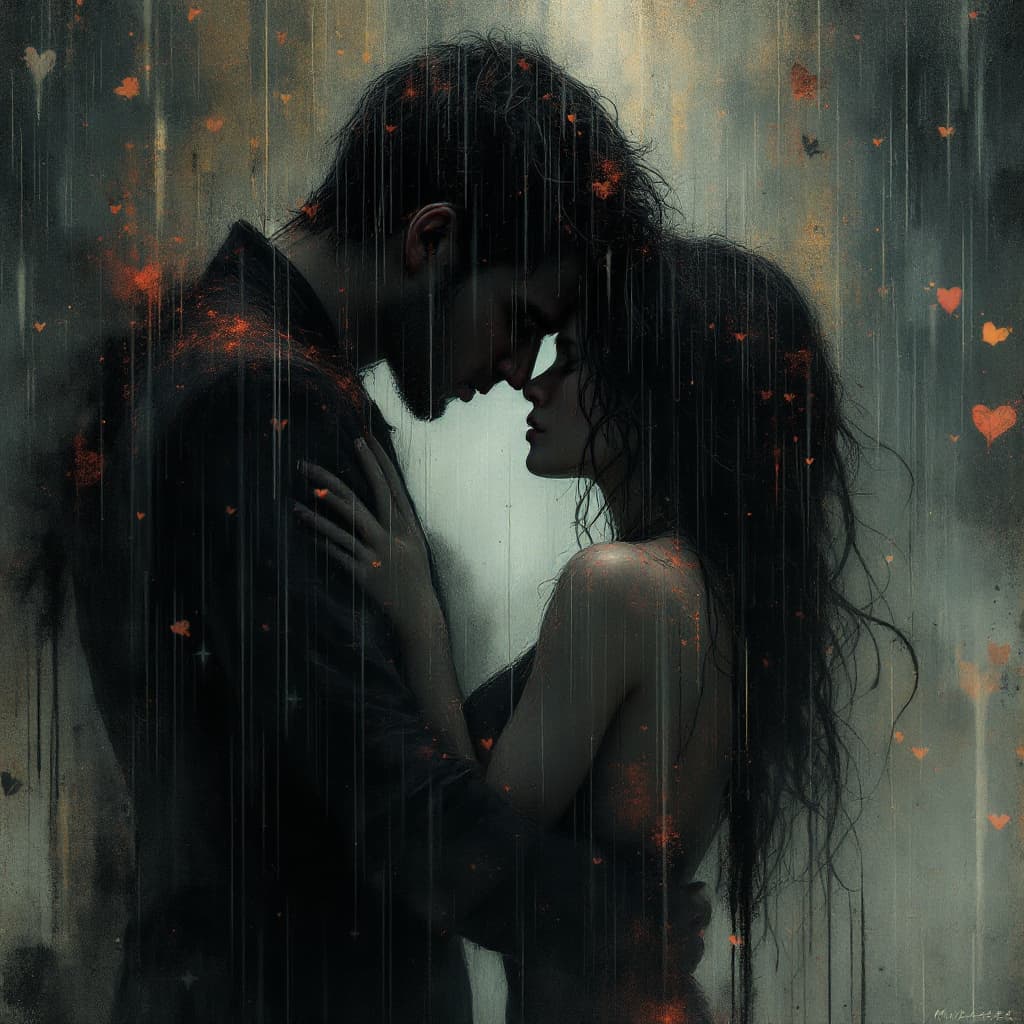 AI generated: a digital wallpaper, I remember the time we were in love, muted colors, dramatic composition, nostal...