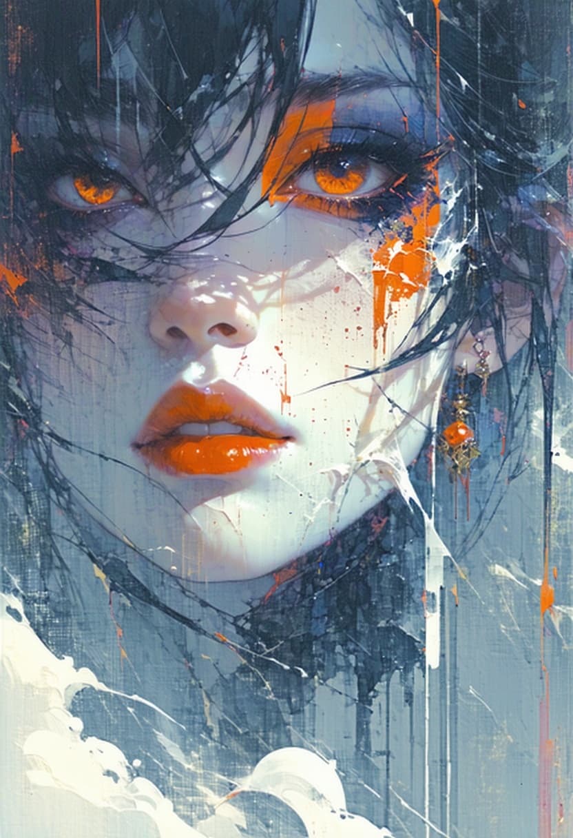 AI generated: in the style of neo-traditional japanese, close-up intensity, urban and edgy, xiaofei yue, dark crim...