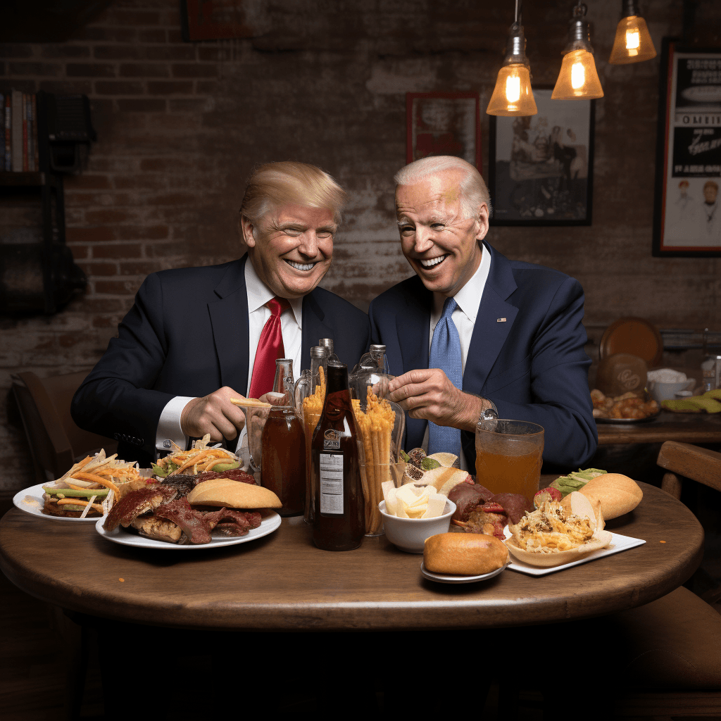 AI generated: Joe Biden eating with Donald Trump
