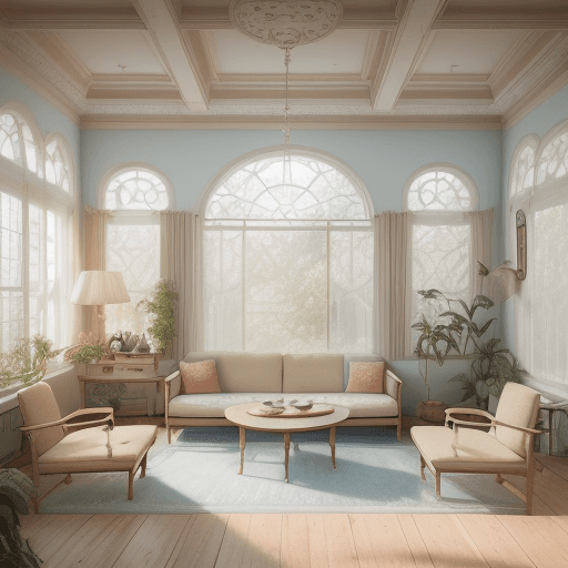 AI generated: High resolution photography interior design, dreamy sunken living room conversation pit, wooden floo...