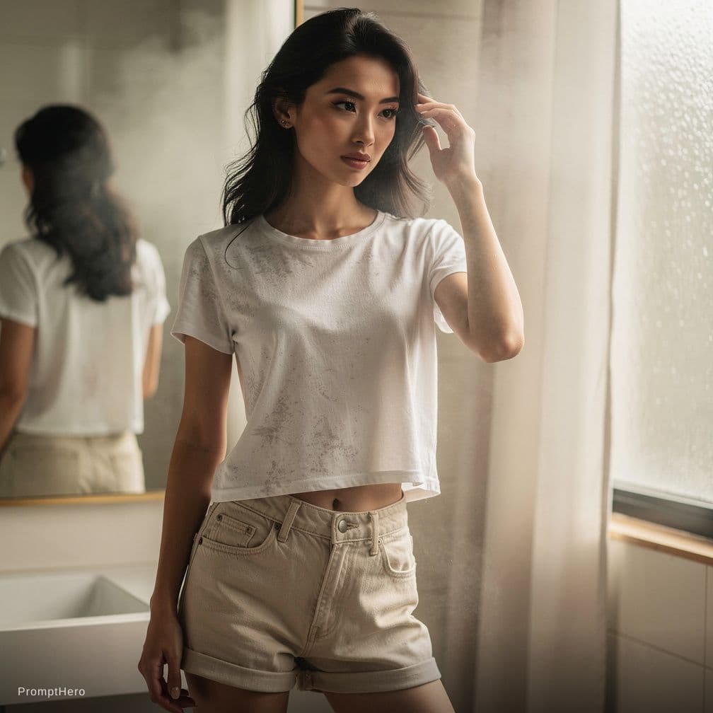 AI generated: Cinematic portrait of a stunning young woman of Japanese and Arab heritage, featuring a captivating ...