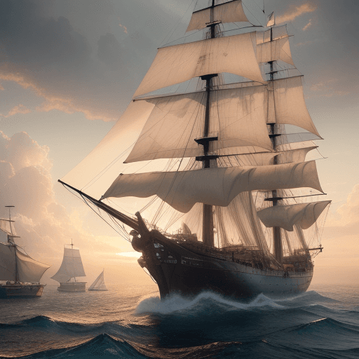AI generated: Photo of a ultra realistic sailing ship, dramatic light, pale sunrise, cinematic lighting, battered,...