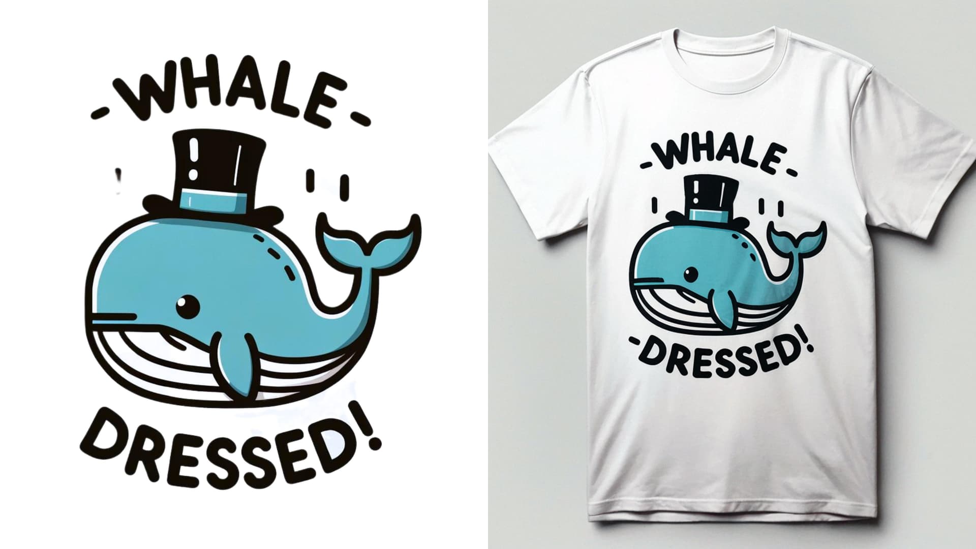 AI generated: Design a t-shirt graphic with "Whale dressed" minimalistic colours & clean lines. Create design file...