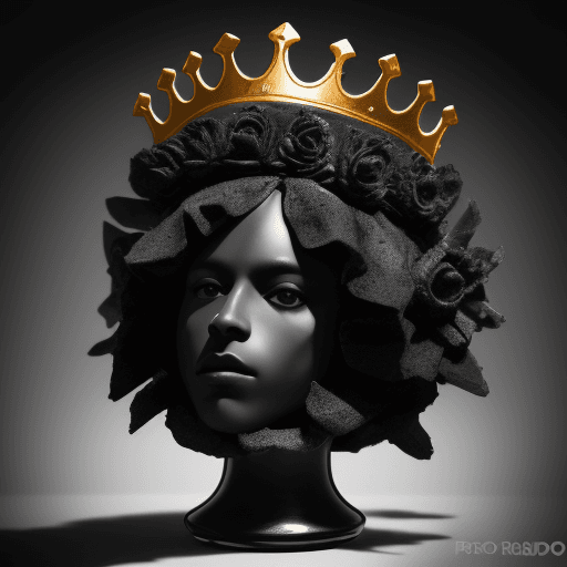 AI generated: Crea una corona de rey fragmentada, en un fondo negro con vidrios rotos