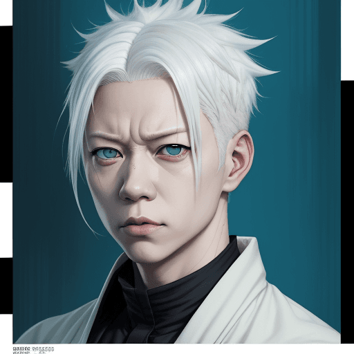 AI generated: an image of Gojo from jujutsu kaisen with white hair, in the style of ross tran, light teal and dark...