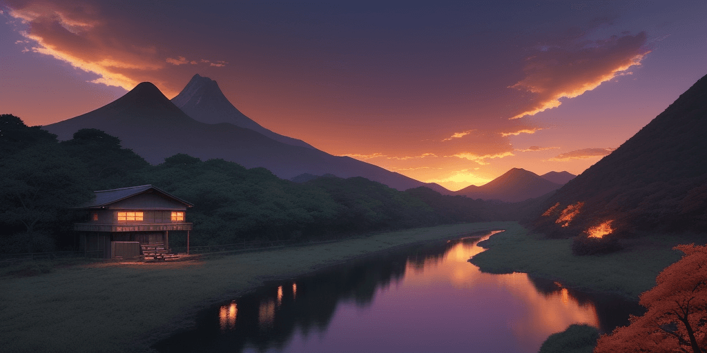 AI generated: a beautiful hyperrealistic anime style scenery by makoto shinkai, a very small bonfire in front, bre...