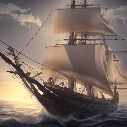 AI generated: Photo of a ultra realistic sailing ship, dramatic light, pale sunrise, cinematic lighting, battered,...