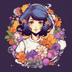 AI generated: A Beautiful tshirt design, retro core, a whimsical anime writer with a magical theme, hd, Constructi...