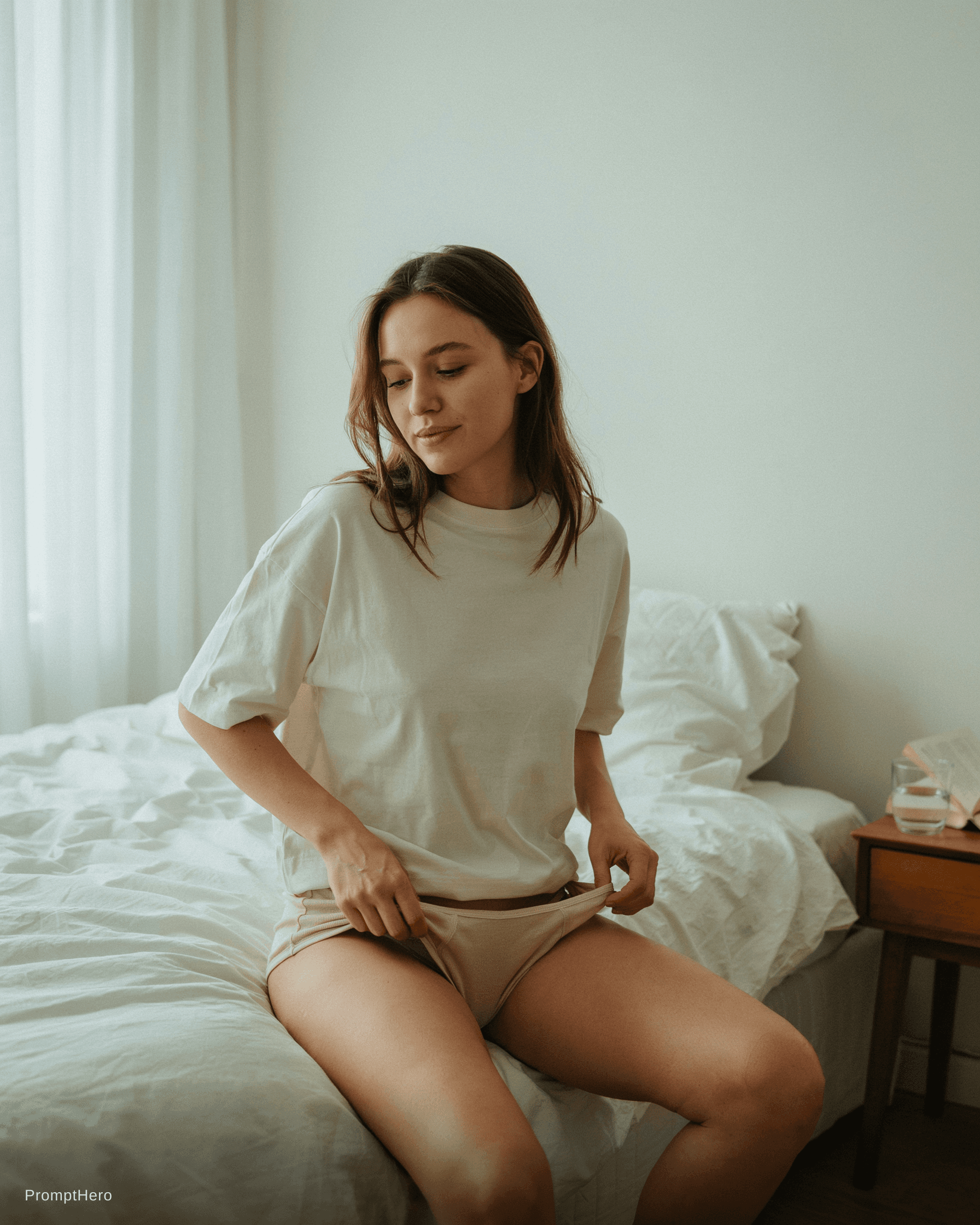 AI generated: panties_down, panties _mid thigh, panties_around_thighs