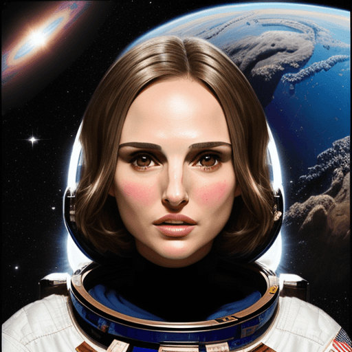 AI generated: mosaic art Natalie Portman in space