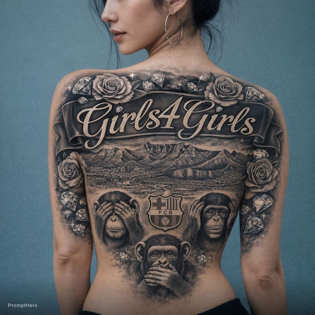 AI generated: Make the ribbon on the Girls4Girls background back so the writing stands out, put grey diamonds and ...