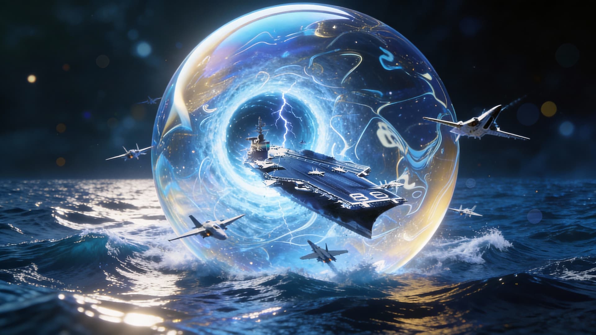 AI generated: Create a Sci-fi visual. A visual representation of a Voidaptic Bubble.

Reference image 1 is a visua...