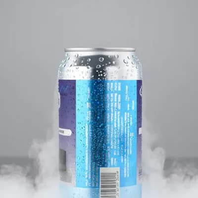 AI generated video: “Cinematic commercial shot of a refreshing soda can transforming from a still product image into a d...
