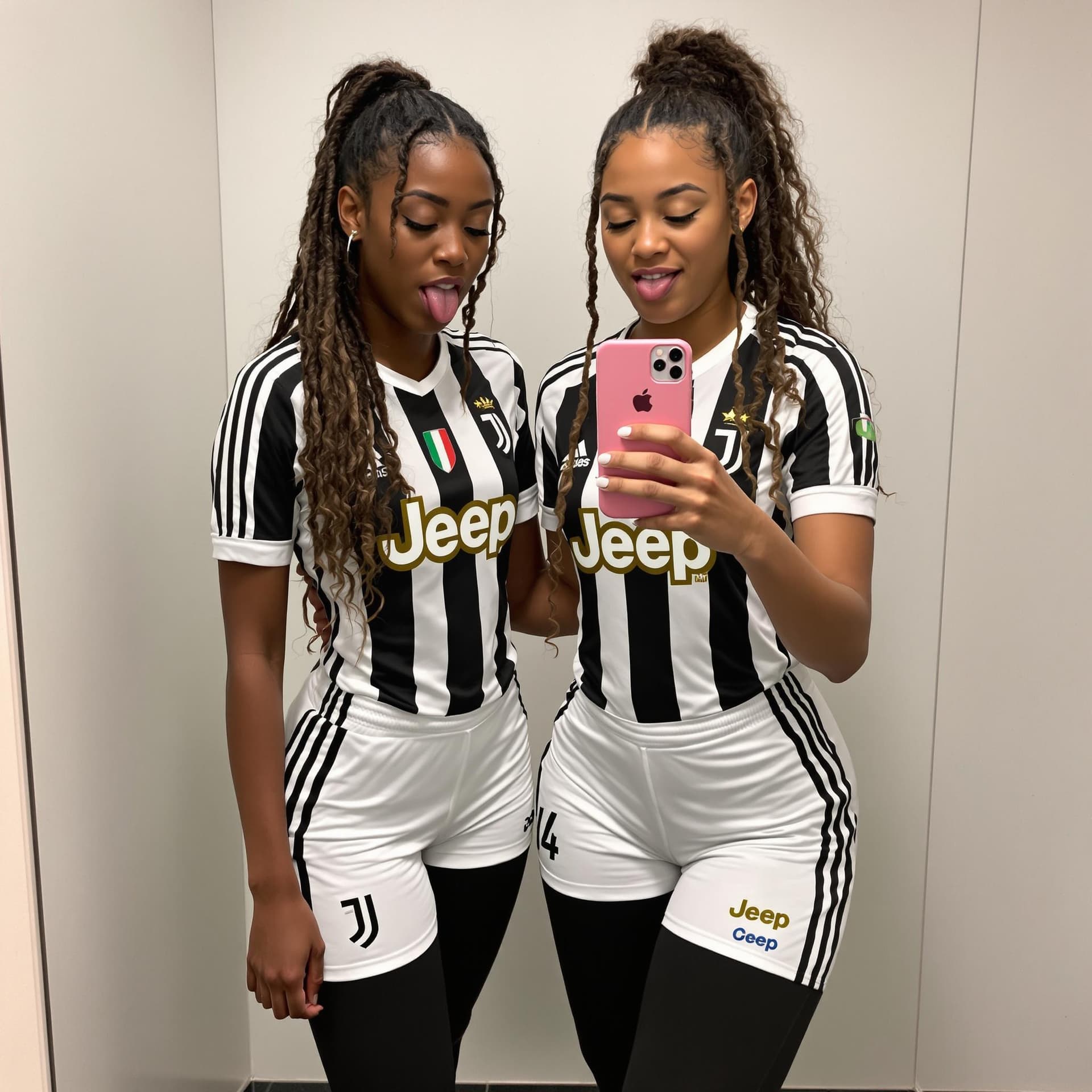 AI generated: Two beautiful, Italian teen girls, one very white girl with long curly brunette hair, the other one,...