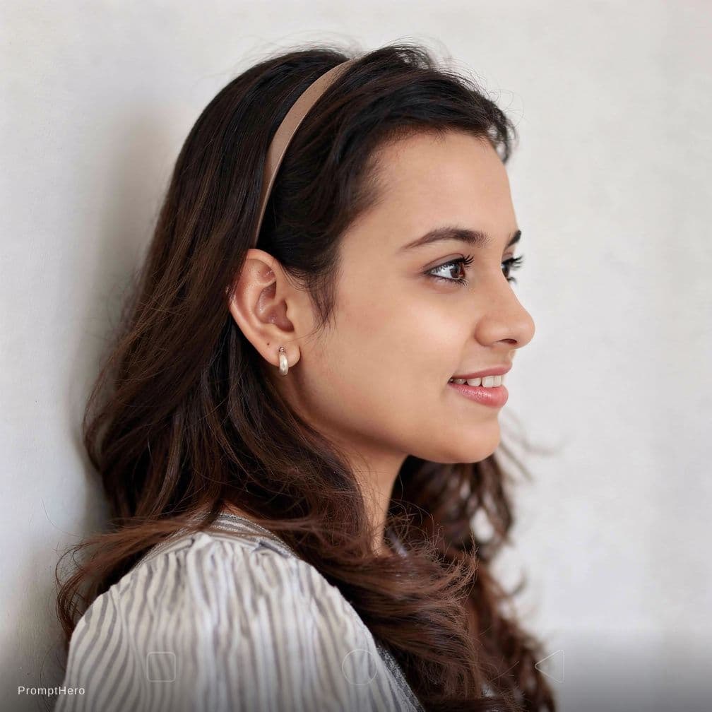 AI generated: woman, side view, slight smile, shot on a Canon A7 III --no freckles --chaos 75 --ar 1:2 --raw --pro...