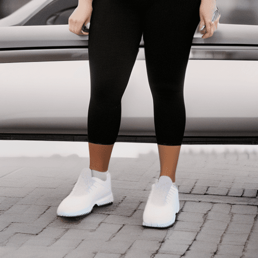 AI generated: The picture features a beautiful young Portugese woman wearing a white sports bra and black shorts, ...
