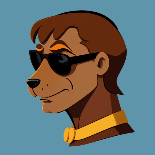 AI generated: cartoon vector illustrator icon, brown contour, side view, scooby doo with sunglasses