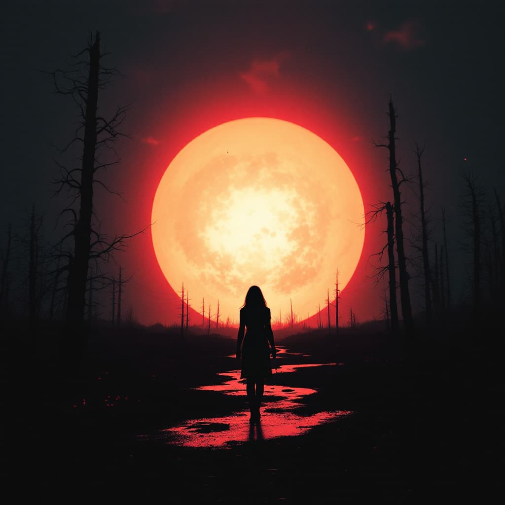 AI generated: generate a unique image, Count your blessings, Just cult things, modern horror esthetics --ar 4:3 --...