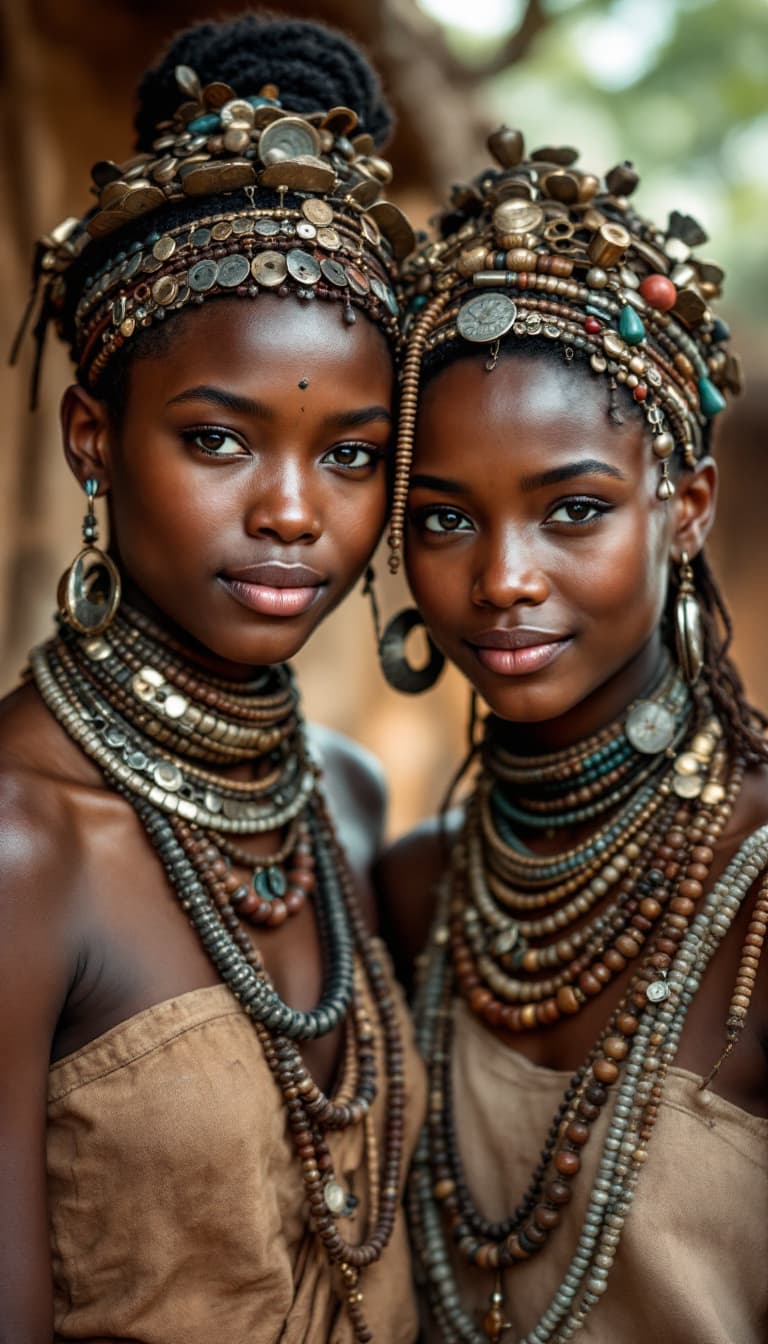 AI generated: Two young women (ethnicity:1.2), (age:1.1),  (detailed clothing:1.2), (accessories:1.1), (detailed s...