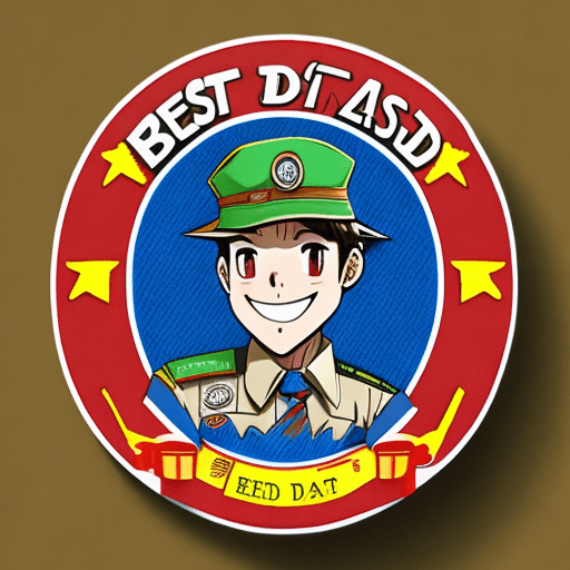 AI generated: Hyper realistic, manga style, vivid coloured, scout badge with 'Best Bad Dad Joke' written on it