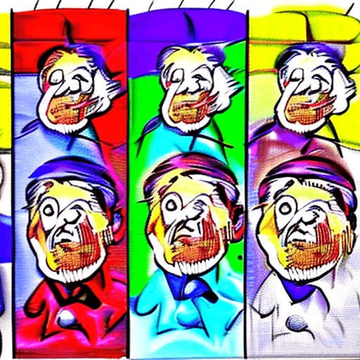 AI generated: Caricatures pencil drawing, old man, mid-70's, color pencils, in the style of Pixar, hilariously fun...