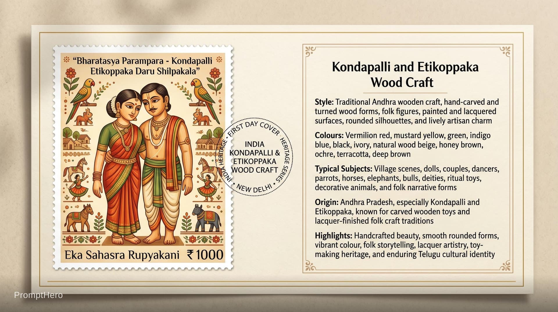 AI generated: Create a 16:9, 4K premium commemorative First Day Cover envelope inspired by India Post heritage des...