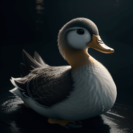 AI generated: Photo of a ultra realistic kaggle duck, dramatic light, cinematic lighting, battered, low angle, tre...