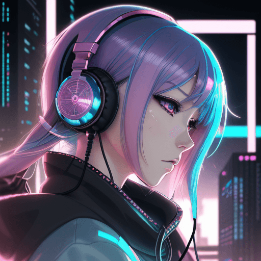 AI generated: a close up of a person with a headphones and a clock, anime style 4 k, anime vibes, anime cyberpunk ...
